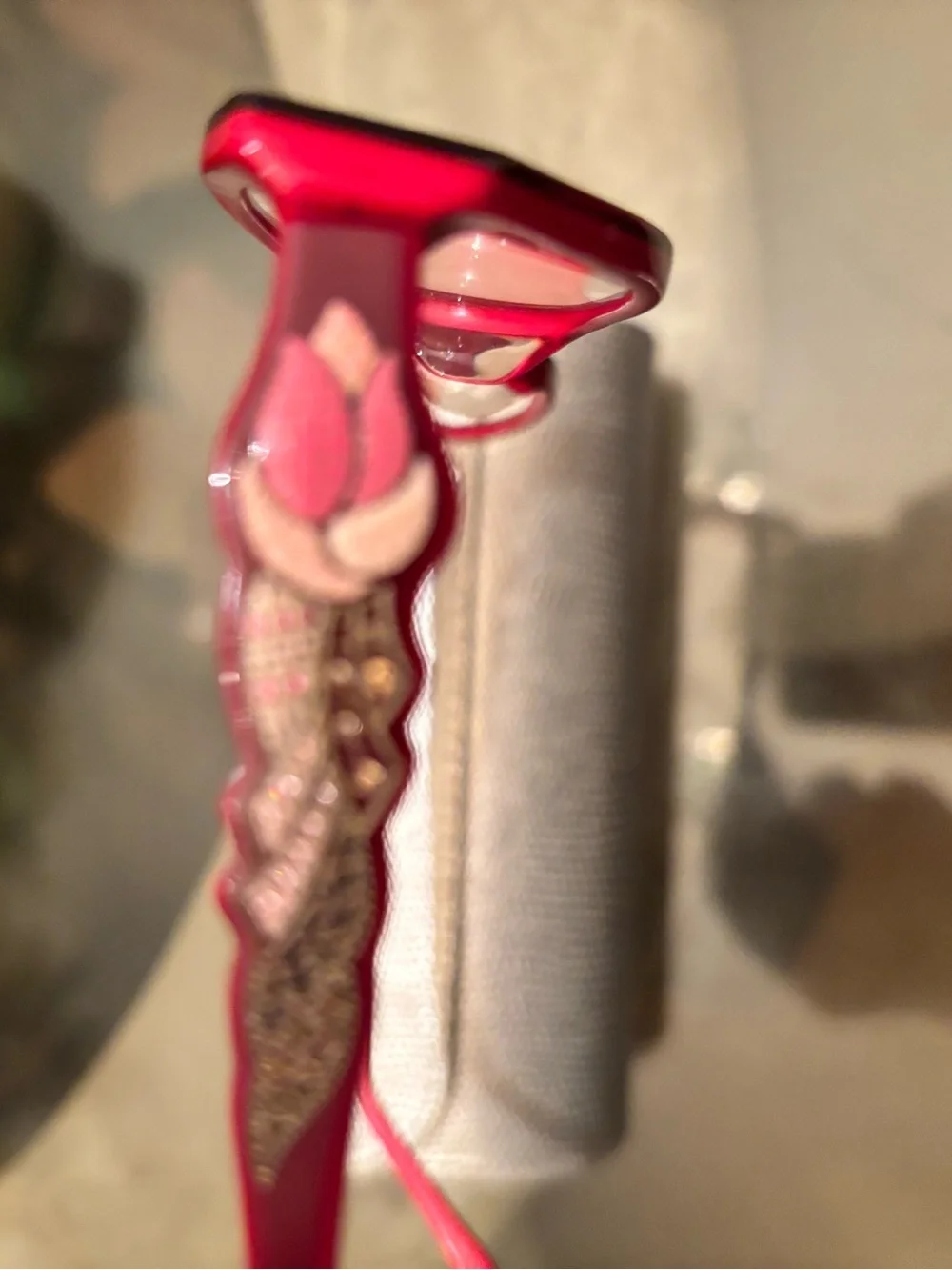 Judith Leiber Red Cat-Eye Glasses